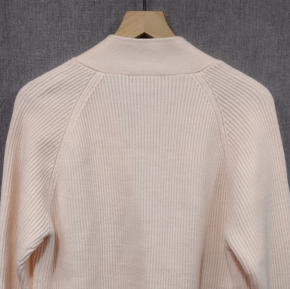YarnWorks Ribbed Button Front Sweater Cardigan Womens M Pink Barbiecore Romantic - Picture 6 of 7